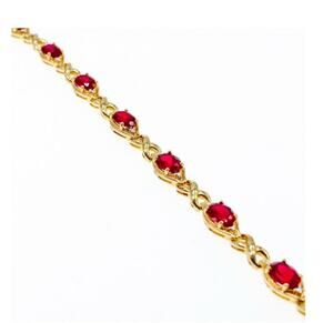 925 Sterling Silver Gold Plated Ruby Bracelet